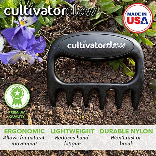 Bear Paws Cultivator Claw - Ergonomic Gardening Tools - Hand Held Garden Tool - Hand Rake - Strong Nylon Weeder - Manual Weeding, Aerating, Cultivating… - color: black