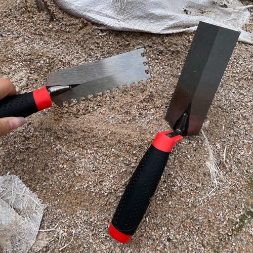 6 Inch Concrete Tile Tools 2pcs Set, Flat + Notched Margin Trowel - size: Flat+Notched