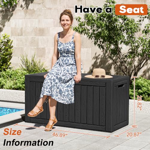Waterproof Outdoor Storage Box, Resin Patio Organizer,120 Gal,Black - color: Striped Black, style: 120 Gallon