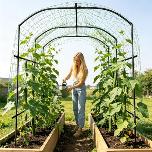 SUNYRISY Garden Arch Trellis for Climbing Plants Outdoor 87" x 71" x 75" - size: 87"H x 71"L x 75"W