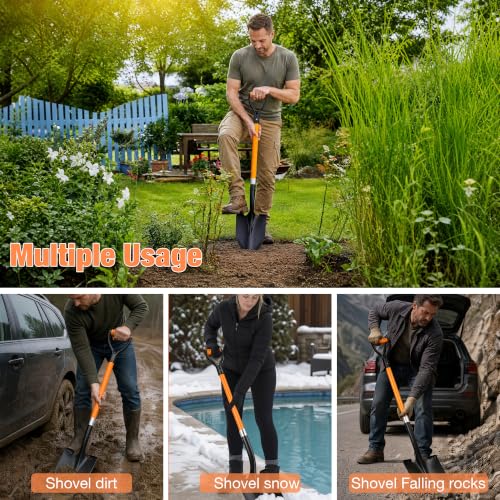 41-Inch Round Point Heavy Duty Digging Shovel, Fiberglass Handle with D-Grip & Serrated Alloy Steel Head, Ideal for for Garden, Construction, Masonry, and General Digging in Soil, Dirt & Gravel - size: 41 inch