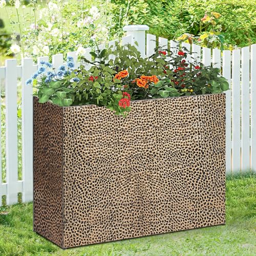 BAYN Large Rectangular Metal Garden Block Planter Box 32x12x24 Inch - color: Copper