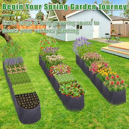POILKMNI 12x2x1ft Oval Fabric Raised Garden Bed - size: 12x2x1ft Oval