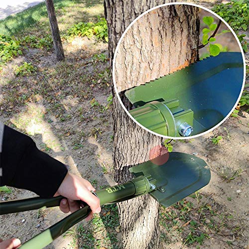 22.8 Inch Black Military Folding Camping Shovel,High Carbon Steel Entrenching Tool w/Wood Saw Edge and Tactical Carry Case - color: 22.8 IN Black