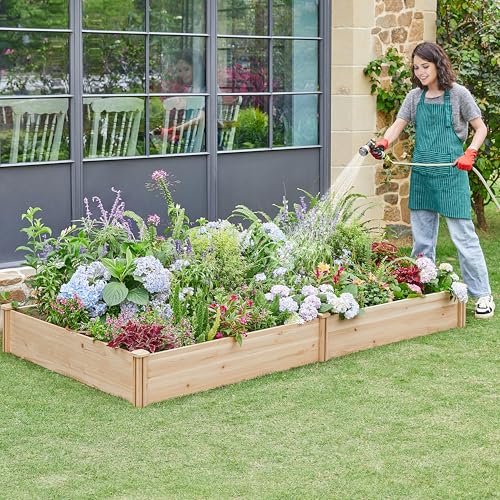 Yaheetech Wooden Raised Garden Bed Outdoor Planter Box, Wood - color: Natural Wood, size: 8ft x 4ft