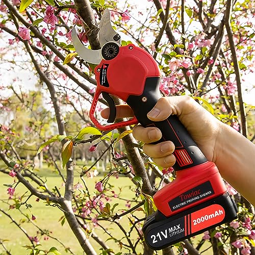Electric Pruning Shears,Professional Cordless Tree Branch Pruner with 2PCS Lithium Battery and Matching Tools,30mm (1.2″) Cutting Diameter