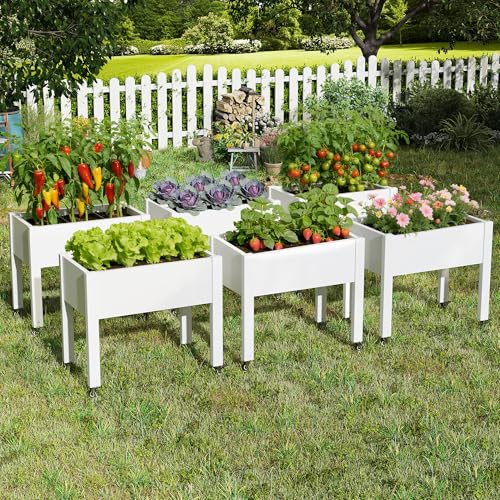 Fancyango Raised Garden Bed with Wheels 26.3" Hx2 -Ashen - color: Ashen, size: 26.3"Hx2
