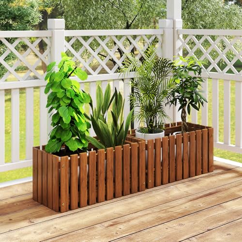 HAPPYGRILL Slat Style Wooden Raised Garden Bed