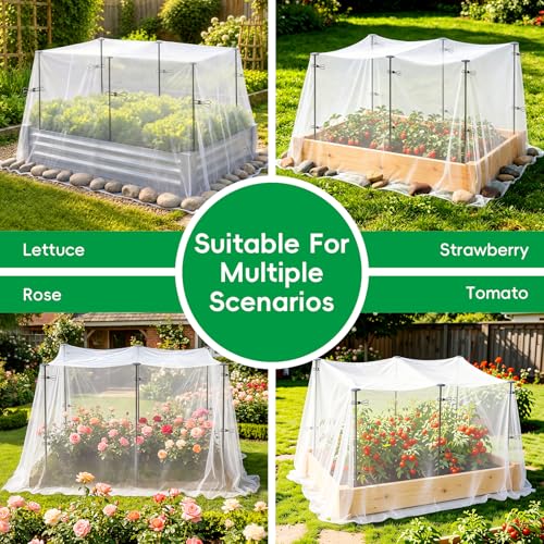 Metal Garden Netting Covers Kit, 6 Pack 5.2FT Poles, 10FTX13FT Mesh - size: 5.2FT