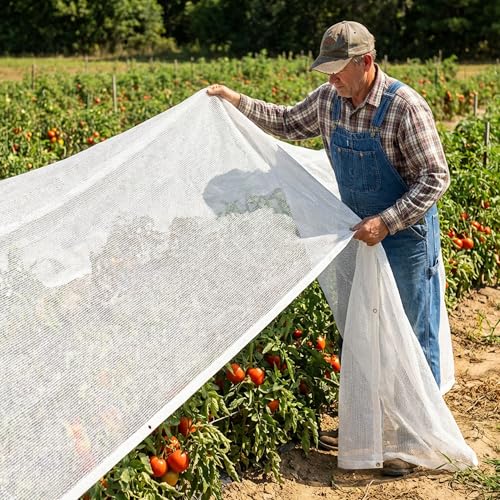 9.9 x 9.9 Ft Plant Sun Shade Cloth, 60% Shading White Sun Protection Net - color: 3x3m