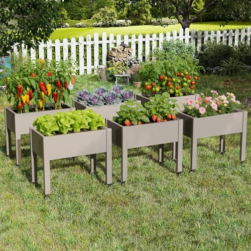 Fancyango Raised Garden Bed with Wheels 26.3" H -Gray - color: Gray, size: 26.3"H