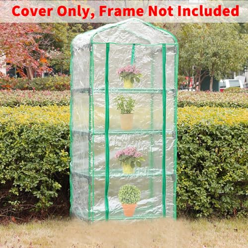 4 Tier Roll-Up Greenhouse Replacement Cover for Plant-63"x27"x19" Clear PVC
