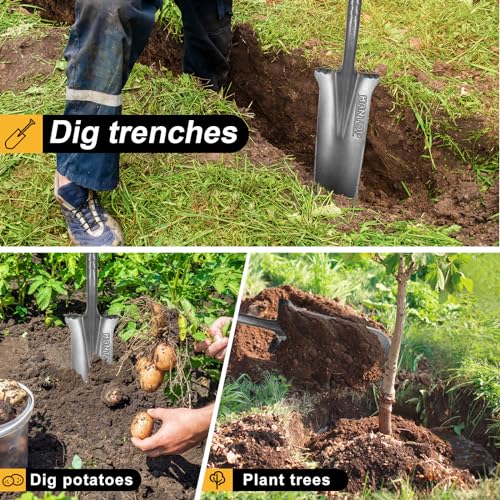 Drain Spade Digging Shovel with Wooden Handle - style: Garden
