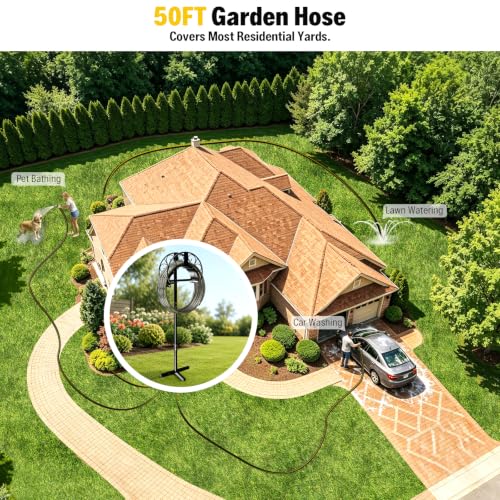 Garden Hose Holder with 50ft Kink Free Water Hose Kit