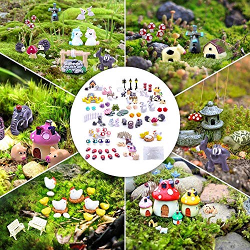 Dracarys Selected 100 Pcs Fairy Garden Accessories, Mini Resin Animals, Miniature Figurines, Micro Landscape Ornaments Kit, Garden DIY Animals, Environmental Resin, Forest Encounters - style: 100-Forest Encounters