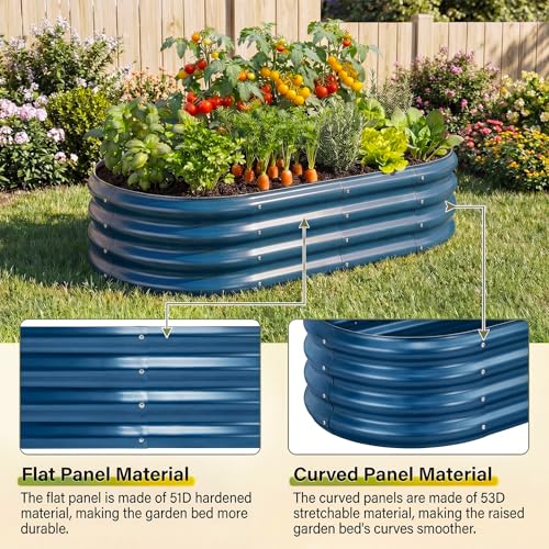 Land Guard 2 Pcs 6ft Metal Raised Garden Bed, 6 x 3 x 1 Galvanized Planter Raised Beds for Vegetables, Blue - color: 5-blue, size: 6×3×1ft(2pcs)