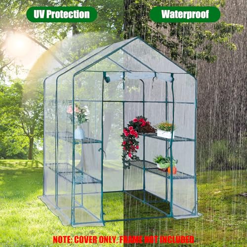 Walk-in Greenhouse Replacement Cover 56ร56ร76inch (Frame Not Included) - color: Transparent-56" x 56" x 76"(PVC)