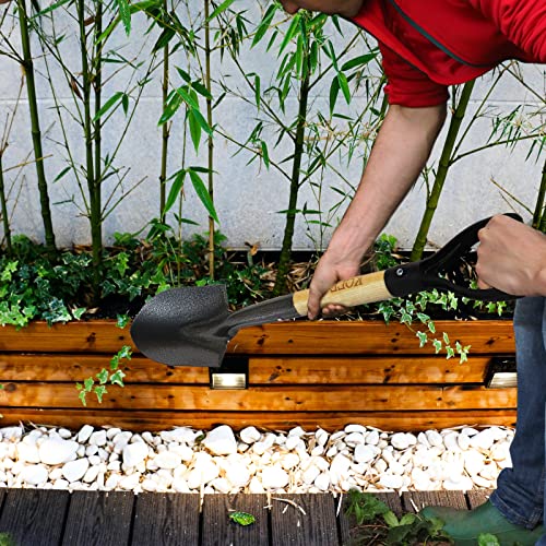 KOLEIYA Small Short Handle Shovel - 28 Inches Overall Length - Kids Metal Sand Shovel for Digging and Gardening - Metal + Wooden - color: Wood