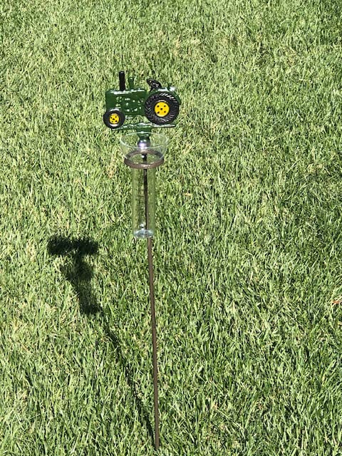 Tractor Rain Gauge and Garden Stake