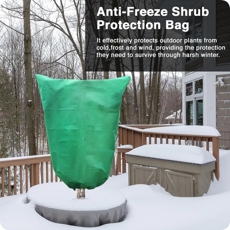 BADASS SHARKS Winter Plant Covers Protection Bag Non-Woven Shrub Against Cold Protecting Bags for Outdoor Garden Yard Plants Frost Pouches Tree Covers with Zipper Drawstring (23.6 * 31.5in-2PCS) - size: 23.6*31.5in-2PCS