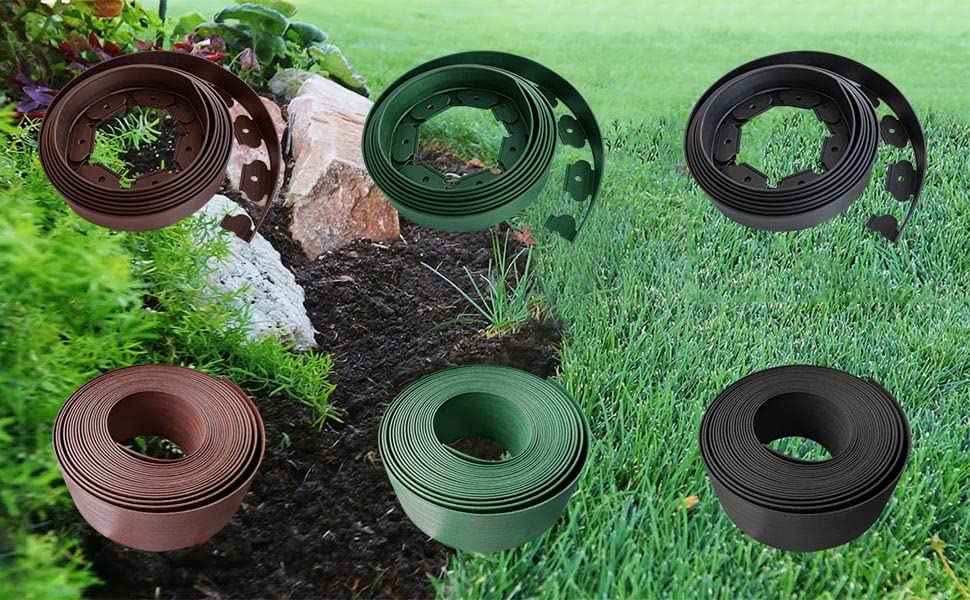 80FT Black Landscape Edging Coil Kit 4 Inch High with 24pcs 10-inch Spikes - style: 80FT Black