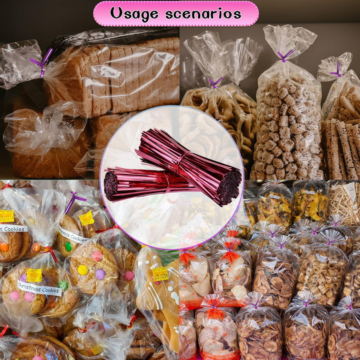 4 Inches Twist Ties for Bags,800pcs Twist Ties for Plastic Bags,Reusable Bread Ties,Twisty Tie for Candy Bags, Coffee Bags, Snacks, Cake Pops, Party Supplies (Red) - color: Red