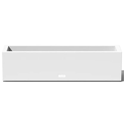 Veradek Block Series Trough Planter - Rectangular Outdoor Window Box - color: White
