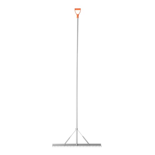 VEVOR Landscape Rake, 36 inch Wide Head 133 inch Handle, Large Heavy Duty Aluminum Landscaping Leaf Rake Tool, Asphalt Level for Loosening Soil, Garden & Yard, Pond Gravel & Beach Lawn Care, 52ft Rope - size: 133 inch