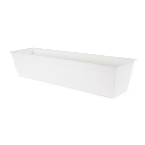 The HC Companies Eclipse 30 Inch Window Planter Box, White, 2-Pack