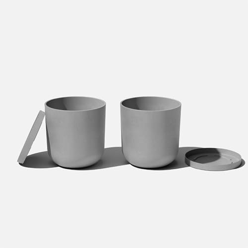 Veradek Mason Series Lima Planter & Drip Tray - Large Round Outdoor Planter - color: Gray, size: 15 inches - 2 Pack with Saucers