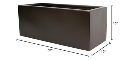 Brisbane Rectangle Fiberglass Planter Box (L:30''xW:10''xH:10'', Metallic Brown) - color: Metallic Brown, size: L:30" x W:10" x H:10"