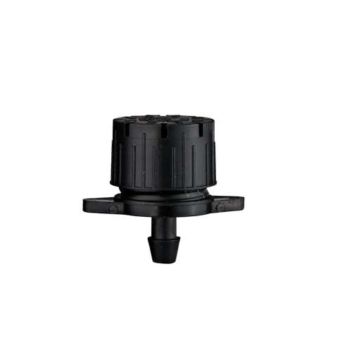 Raindrip 157050B Adjustable Flow Bubbler, Non-Pressure Compensating Emitter, Full-Circle Pattern, 8 Stream Spray, with 1/4-Inch Barbed Inlet, 50-Pack, Black