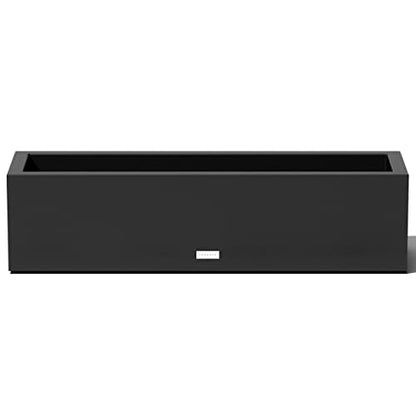 Veradek Block Series Trough Planter - Rectangular Outdoor Window Box - color: Black