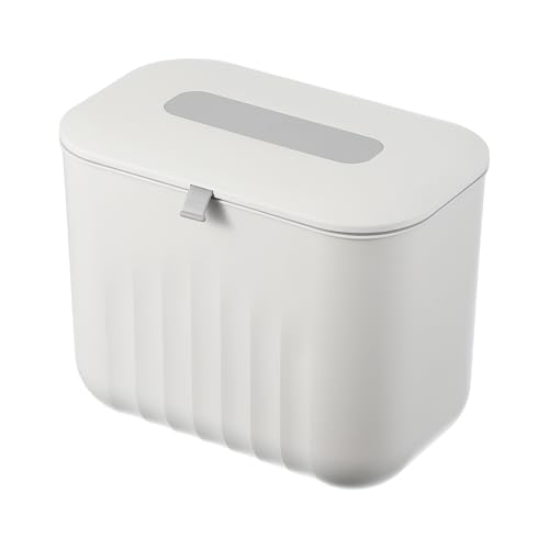 uxcell Kitchen Compost Bin Hanging Small Trash Can, 7L/1.8Gallon Plastic Trash Can with Lid, Suitable for Countertop, Under Sink or Wall Mounted, White - color: White