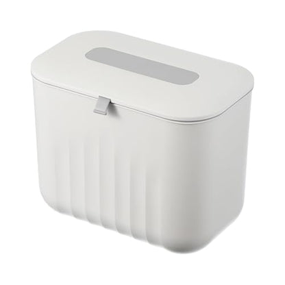 uxcell Kitchen Compost Bin Hanging Small Trash Can, 7L/1.8Gallon Plastic Trash Can with Lid, Suitable for Countertop, Under Sink or Wall Mounted, White - color: White