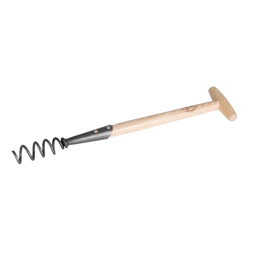 DeWit Corkscrew Weeder – Tempered Boron Steel Root Remover Tool – 22.25” Long with T-Handle – Chemical-Free Dandelion Puller & Compost Aerator – Handcrafted Garden Tool - size: Short Handle