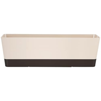 Skelang 2 Pcs Rectangular Plant Pot, 16.7" Flower Planter Box with Drainage Hole, Windowsill Container with Tray for Succulents, Herbs, Cacti - color: Coffee