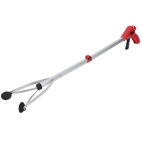 Omabeta Garbage Picker, Foldable Reacher Grabber Tool Long Handy Trash Claw Grabber, Suction Cups for Garden Leaves Waste (Red Handle) - color: Red Handle