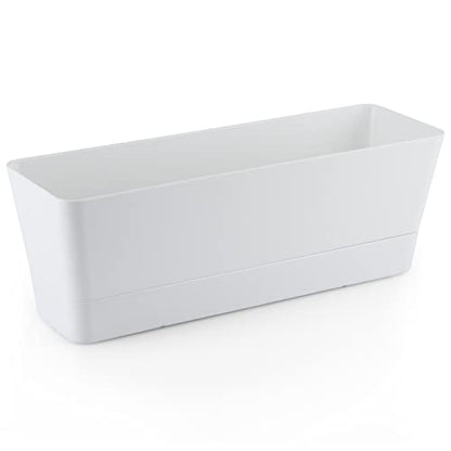 Skelang 3 Pcs Rectangular Plant Pot, 12" Flower Planter Box, Windowsill Container for Succulent, Herb, Vegetable (White) - color: White, size: 12 inches