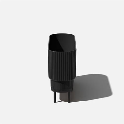 Veradek Demi Series Raised Long Planter - Wide Planter with Stand - color: Black/Black, size: 30 inch
