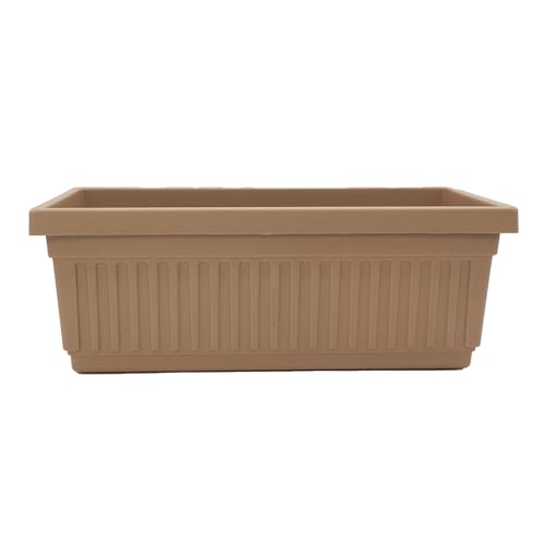 The HC Companies Venetian Window Planter Box w/Drain Plug - Long Planter Box for Windowsills, Balconies & More - Plastic Large Rectangular Planters for Herbs & Flowers (30" Sandstone, Pack of 1) - color: Sandstone, size: 30", style: Pack of 1
