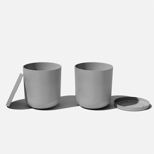 Veradek Mason Series Lima Planter & Drip Tray - Large Round Outdoor Planter - color: Gray, size: 20 inches - 2 Pack with Saucers