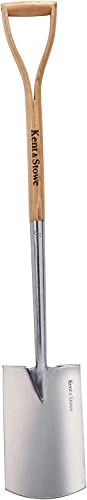 Kent & Stowe Stainless Steel Digging Spade, Traditionally-Styled Garden Spade with Extended Shank and Large Tred, All Year Round Garden Tools Made from Stainless Steel and Ash Wood