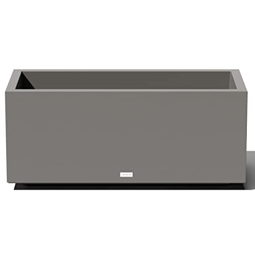 Veradek Block Series Long Box Planter - Rectangular Outdoor Planter - color: Gray, size: Large