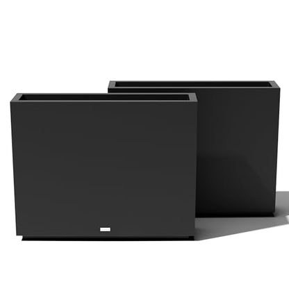 Veradek Block Series Span Planter - Tall Rectangular Outdoor Planter - color: Black, size: Medium - 2 Pack