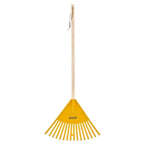 Superio Kids Leaf Rake, 34-Inch Lawn & Garden Rake with Hardwood Handle and Durable Plastic Head, Leaf Cleanup Tool, Yellow 2 Pack - color: Yellow