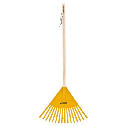 Superio Kids Leaf Rake, 34-Inch Lawn & Garden Rake with Hardwood Handle and Durable Plastic Head, Leaf Cleanup Tool, Yellow 2 Pack - color: Yellow
