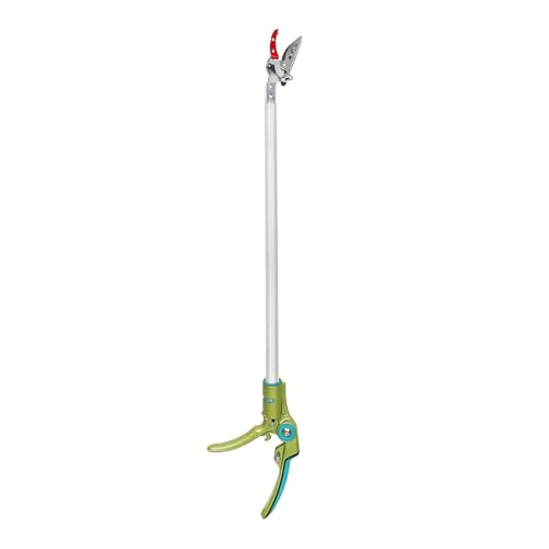 GARTOL 32 Inch Cut and Hold Pole Pruner - Lightweight Long Reach Tree Trimmer with Snip and Grip Technology, 1/2 Inch Cutting Capacity, One-Hand Use Fruit Picker for Roses, Persimmons & Tall Branches