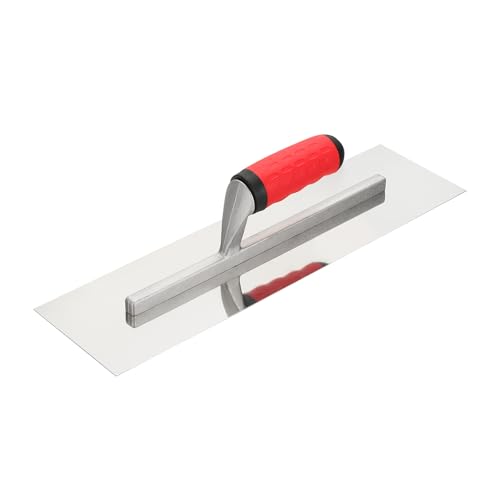 HARFINGTON Flat Drywall Trowel 16" x 4", 402 Stainless Steel Concrete Finishing Trowel Art Paint Plastering Hand Tools with TPE Grip, for Concrete Cement, Silver - size: 16" x 4"