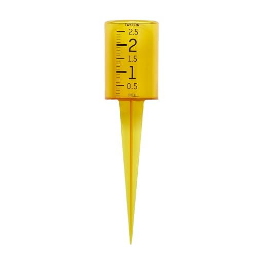 Taylor Jumbo JR Rain Gauge, Measure and Monitor Precipitation, Easy to Read for Backyard, Patio, Garden, and Lawn, 5-inch, Yellow